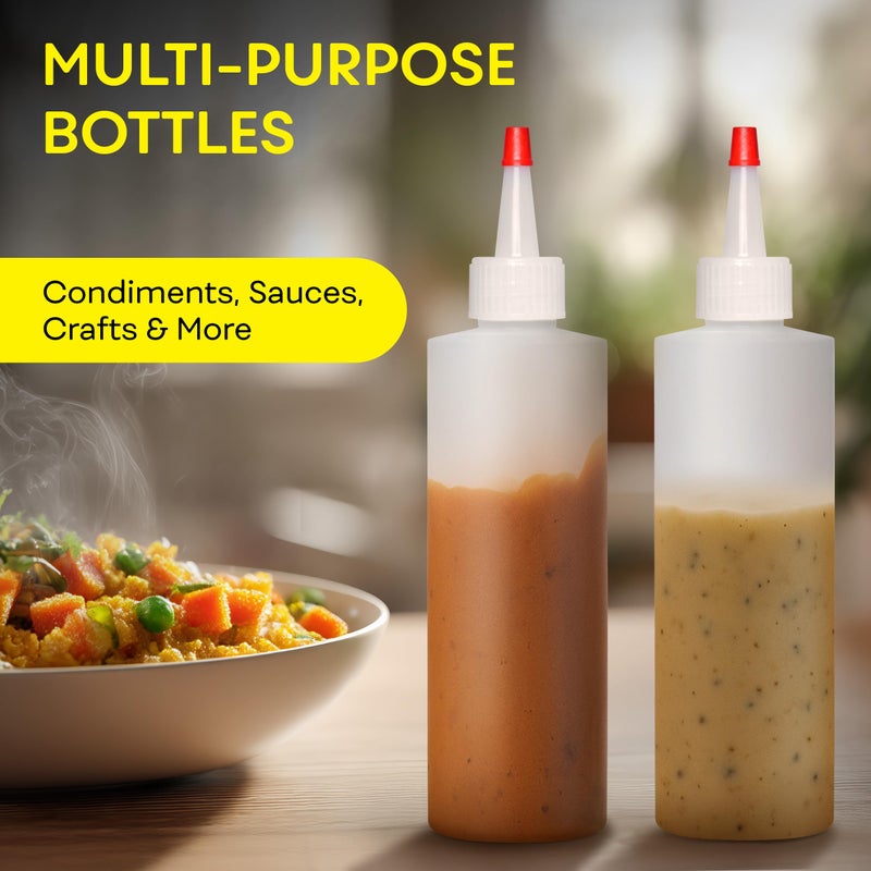 BRIGHTFROM Condiment Squeeze Bottles, 8 OZ Empty Squirt Bottle, Red Top Cap, Leak Proof - for Ketchup, Mustard, Syrup, Sauces, Dressing, Oil, Arts & Crafts, BPA FREE Plastic - Perfect for Kitchen - 2 PACK - Image 4